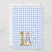 ライトブルーフローラピーターラビット1歳の誕生日 招待状 (裏面)