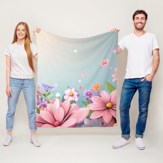 ライトブルーフローラフリースブランケット フリースブランケット (インサイチュ)