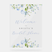 ライトブルーフローラブライダルシャワーへようこそ アクリルサイン (正面)