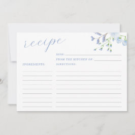 ライトブルーフローラブライダルシャワーレシピカード 招待状