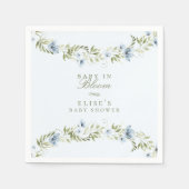 ライトブルーフローラリースベビーイン開花ベビーシャワー スタンダードカクテルナプキン (正面)