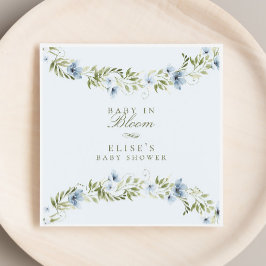 ライトブルーフローラリースベビーイン開花ベビーシャワー スタンダードカクテルナプキン