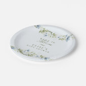 ライトブルーフローラリースベビーイン開花ベビーシャワー ペーパープレート (アングル)