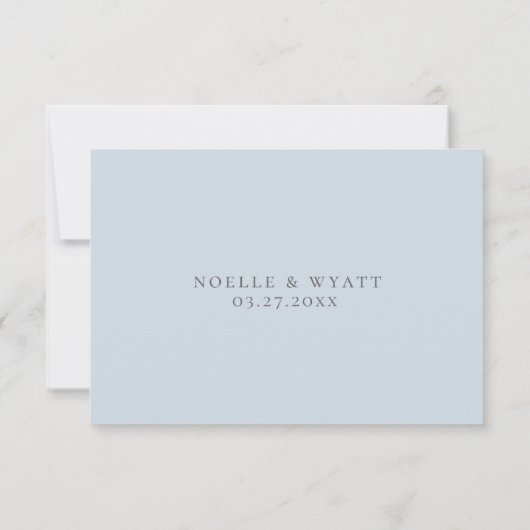 ライトブルーフローラ結婚の食物アレルギーRSVP 出欠カード (裏面)