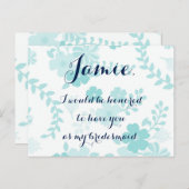 ライトブルーフローラ花嫁 インビテーションポストカード (正面/裏面)