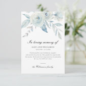 ライトブルーフローラ葬儀サンキュアノートカード サンキューカード (スタンド正面)