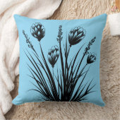 ライトブルーフローラ装飾用クッション クッション (ブランケット)