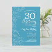 ライトブルーフローラ30th誕生日パーティー 招待状 (スタンド正面)