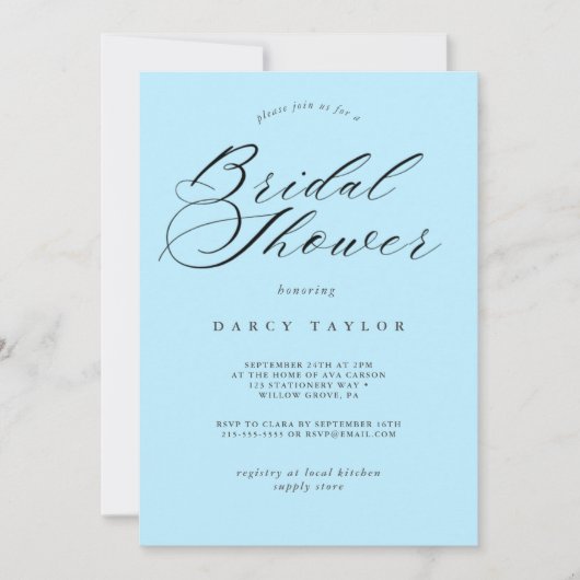 ライトブルーブライダルシャワー招待 招待状 (正面)