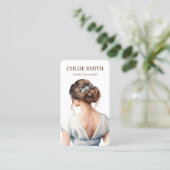 ライトブルーブラウンブライドブライダルヘアスタイリスト結婚ズ 名刺 (スタンド正面)