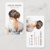 ライトブルーブラウンブライドブライダルヘアスタイリスト結婚ズ 名刺 (正面/裏面)