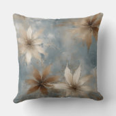 ライトブルーブラウンベージュ抽象芸術フローラ クッション (裏面)