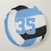 ライトブルーブラックバレーボールスポーツルームデッキ ラウンドクッション (裏面)