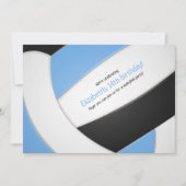 ライトブルーブラックバレーボール女子の誕生日 招待状 (正面)