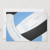 ライトブルーブラックバレーボール女子の誕生日 招待状 (裏面)