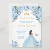 ライトブルーブルネットヘアプリンセスSweet sixteen 招待状 (正面)