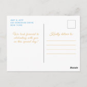 ライトブルーブロンドヘアプリンセス誕生日パーティー ポストカード (裏面)