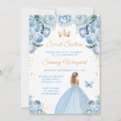 ライトブルーブロンドヘアプリンセスSweet sixteen 招待状 (正面)