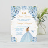 ライトブルーブロンドヘアプリンセスSweet sixteen 招待状 (スタンド正面)
