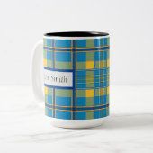 ライトブループレイドマグカップ15オンス ツートーンマグカップ (正面左)