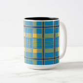 ライトブループレイドマグカップ15オンス ツートーンマグカップ (正面右)