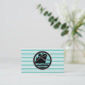 ライトブルーホワイトストライプのブラッククルーズ船航海の 名刺 (スタンド正面)