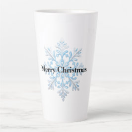 ライトブルーホワイトスノーフレーククリスマス カフェラテマグ
