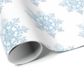 ライトブルーホワイトスノーフレーククリスマス ラッピングペーパー (ロールコーナー)
