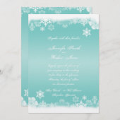 ライトブルーホワイトスノーフレーク結婚式招待状 招待状 (正面/裏面)