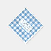 ライトブルーホワイトバッファローチェック名ファミリーピクニック スタンダードカクテルナプキン (角)