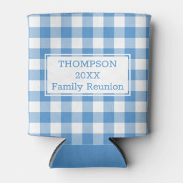 ライトブルーホワイトバッファローチェック名ファミリー懇親会 缶クーラー