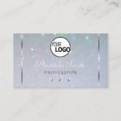 ライトブルーホワイトパールグリッターダイヤモンドとロゴ 名刺 (正面)