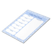 ライトブルーホワイトフローラウィークリーミールプランナー ノートパッド (アングル)