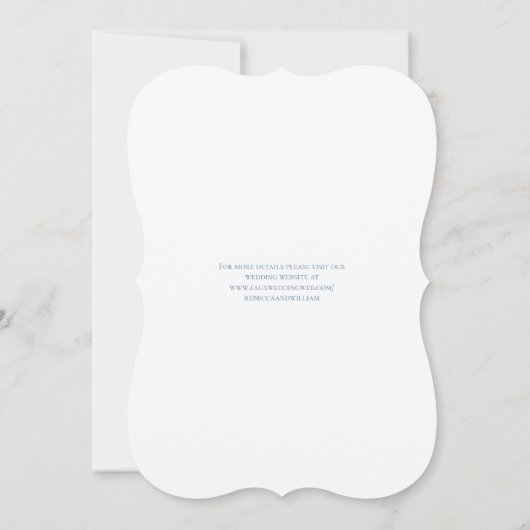 ライトブルーホワイトレースヴィンテージエレガントウェディング 招待状 (裏面)