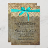 ライトブルーボウアンドレース結婚式招待状 招待状 (正面/裏面)