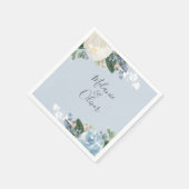 ライトブルーボタニカル結婚フローラナプキン スタンダードカクテルナプキン (角)