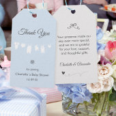 ライトブルーボホエレガントサンキューシャワー男の赤ちゃん ギフトタグ