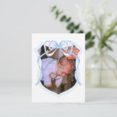 ライトブルーボークレストバプテスマサンキューカード 招待状 (スタンド正面)