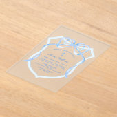 ライトブルーボークレストバプテスマ アクリル招待状 (レイダウン)