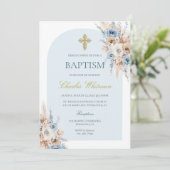 ライトブルーボーホフローラルバプテスマ 招待状 (スタンド正面)