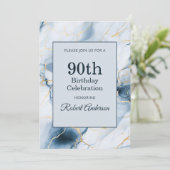 ライトブルーマーブル90歳誕生日 招待状 (スタンド正面)