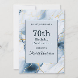 ライトブルーマーブル 70歳の誕生日 招待状