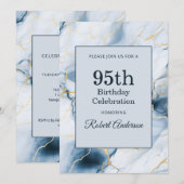 ライトブルーマーブル 95歳の誕生日 招待状 (正面/裏面)