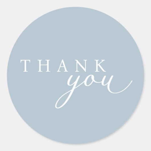 ライトブルーミニマリストスクリプトありがとうごスタンプ ラウンドシール (正面)
