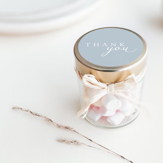 ライトブルーミニマリストスクリプトありがとうごスタンプ ラウンドシール