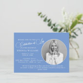 ライトブルーミニマルお祝いのライフ招待状 招待状 (スタンド正面)