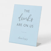 ライトブルーミニマルのオープン結婚バーペデスタルサイン 台座サイン (正面)