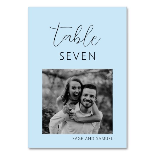 ライトブルーミニマルのテー結婚ブル番号 テーブルナンバー (正面)