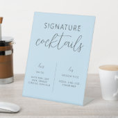 ライトブルーミニマルの結婚シグネチャーカクテル看板 台座サイン (インサイチュ)
