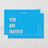 ライトブルーミニマルチャーチ招待状 (正面/裏面)